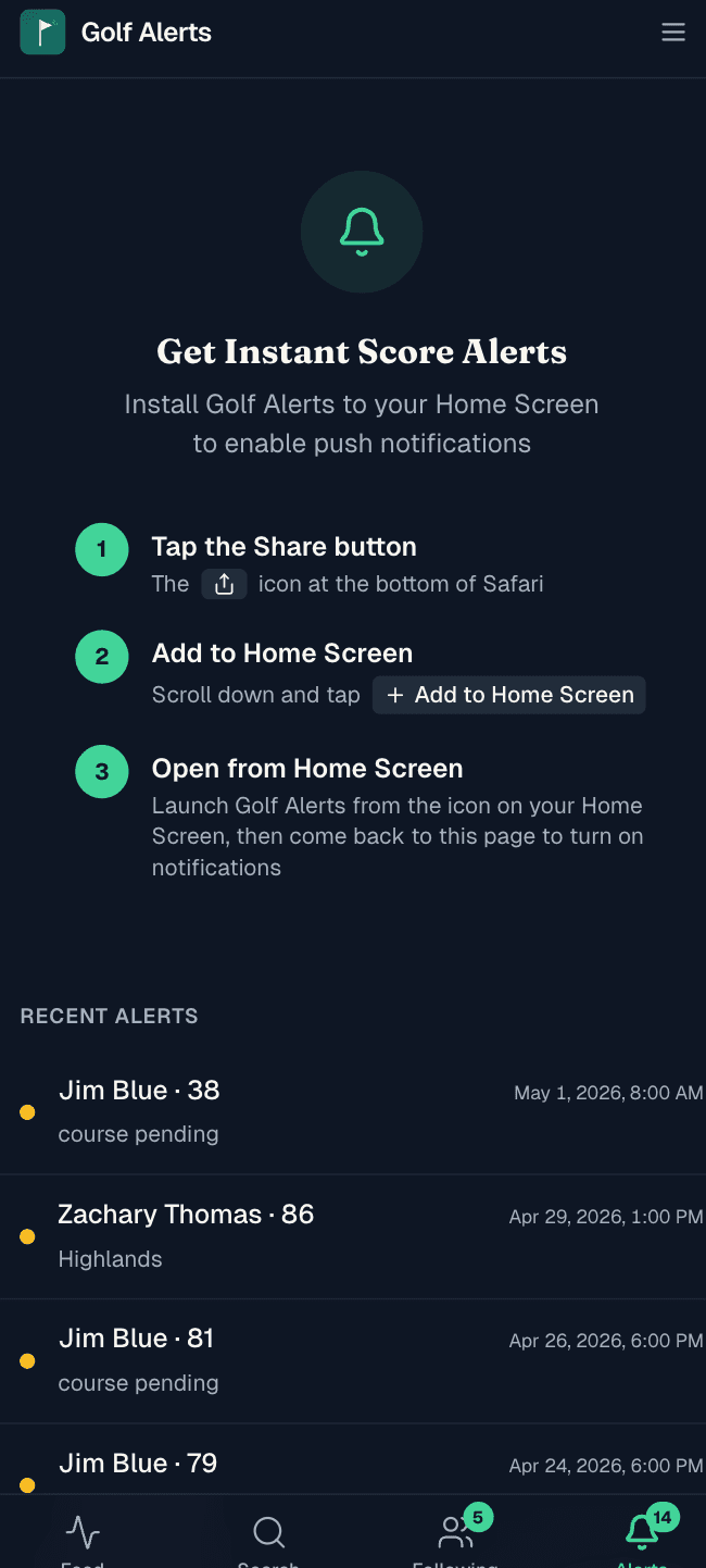 Install instructions and recent push alerts